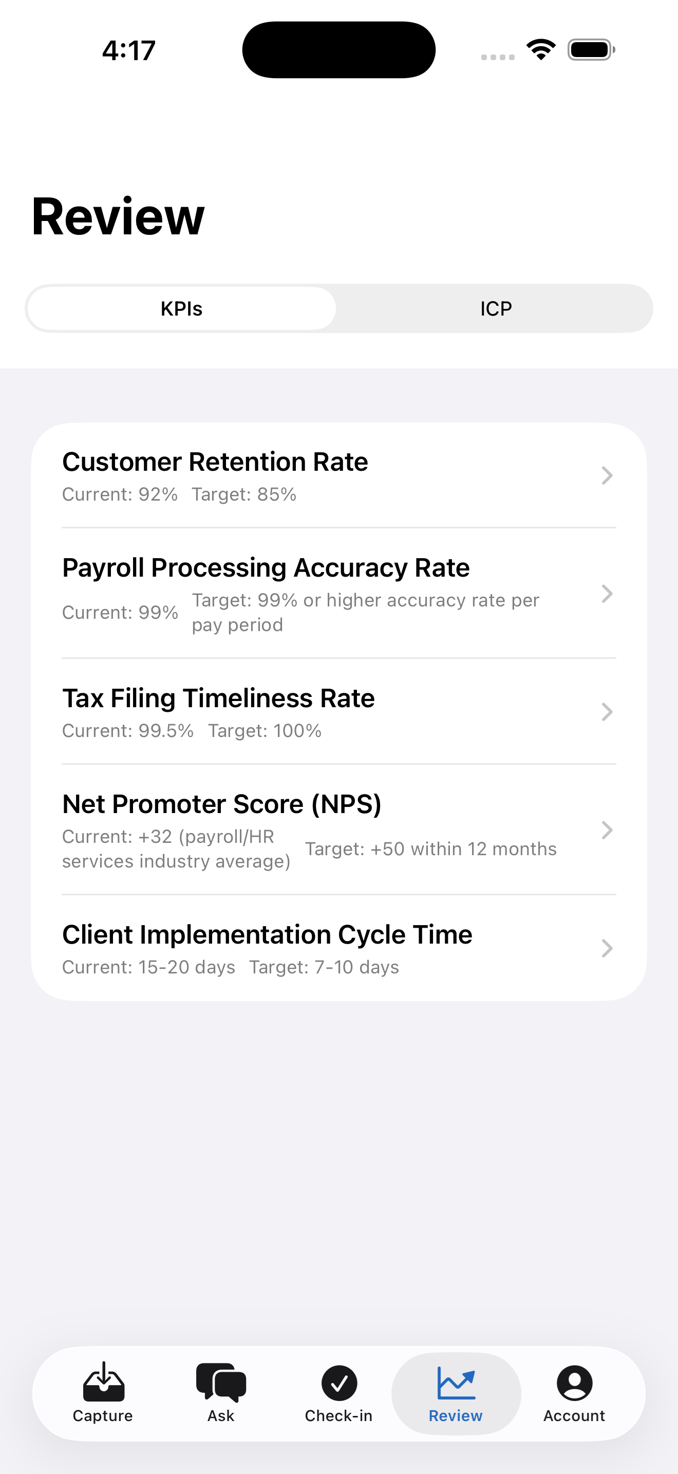 Review and update KPIs on iPhone
